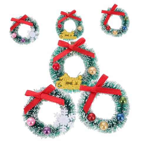 Hemobllo 6 Stück Teiliges Mini Weihnachtskranz Dekorativer Puppenhaus Kranz Langlebige Miniatur Weihnachtsdekoration für Fenster Bäume und Mini Szenen Kreatives Zubehör für Puppenhaus von Hemobllo
