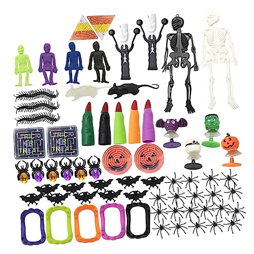 Hemobllo 69Stücke Teiliges Halloween Spielzeugset mit Fledermaus und Skelett Lustige Requisiten für Kostümpartys und Dekorationen Langlebiges Kunststoffmaterial von Hemobllo