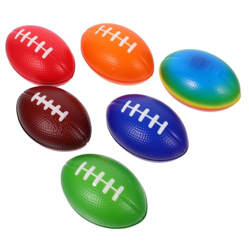 Hemobllo 6Stücke Mini Rugby Fußball aus PU Farbige Sportbälle für Partys und Versammlungen Tragbar und Leicht für Dekoration und Miniaturspielplätze von Hemobllo