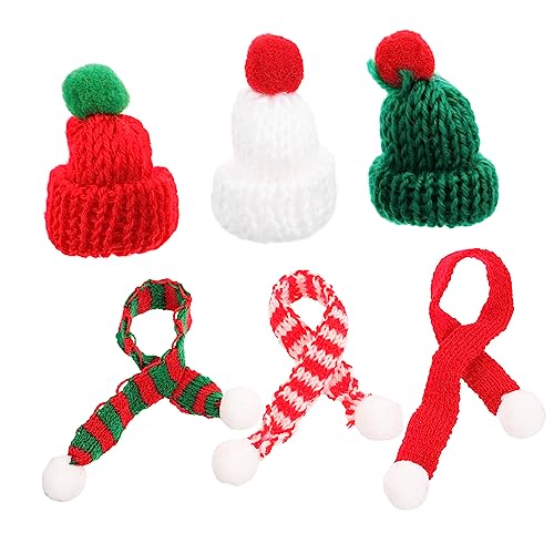 Hemobllo 6Stücke Mini Weihnachtsmütze und Schal Teiliges DIY Zubehör für Kreative Weihnachtsdekoration Farbige Mützen und Passende Schals für Festliche von Hemobllo