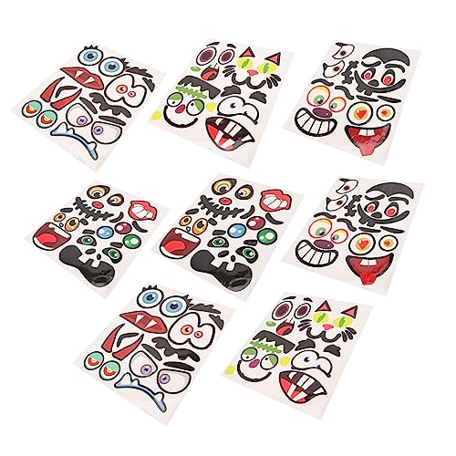 Hemobllo 8Blätter Halloween Kürbis Gesichtsaufkleber DIY Dekorationssticker für Verschiedene Designs Bastelaccessoires für Halloween Partys und Halloween Deko von Hemobllo