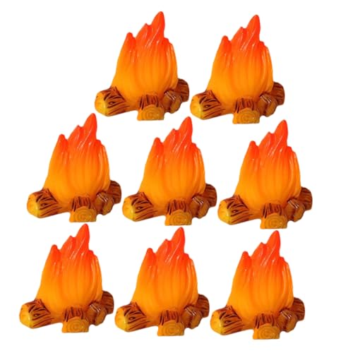 Hemobllo 8Stücke Lagerfeuermodelle aus Harz Lebensechte Feuermodell Ornamente für Garten und Mikrolandschaftsdekoration Partyzubehör zum Thema Camping von Hemobllo
