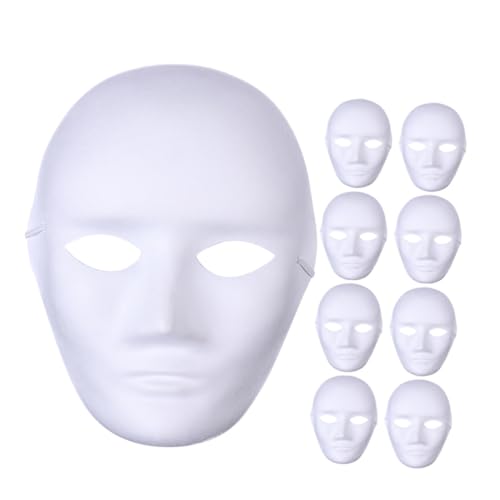 Hemobllo 9 Stück Teiliges DIY Weiße Pappmaske zum Bemalen Leichte Papier Masquerade Masken für Erwachsene Sichere Wiederverwendbare Bastelmasken für Karneval und Party von Hemobllo