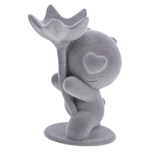 Hemobllo Beflockte Bärenfigur Kleine Romantische Dekoration für Schlafzimmer und Büro Weiche Textur Kompakt Valentinstagsgeschenk für Frauen Teenager Zimmer Regalfähig von Hemobllo
