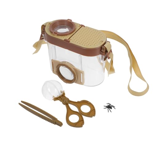 Hemobllo Beobachtungsbox für Insekten lehrreich Glas Outdoor-Insektenset mit Pinzette sammeln Lernen Lupe Wissenschaft Sicht Werkzeug Natur fangen Kind Junge Abs Light Brown von Hemobllo