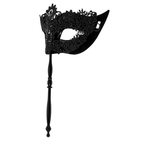 Hemobllo Damen Spitzen Maske mit Handstab Komfortable Atmungsaktive Maskerade Maske für Halloween Maskenball Karneval und Themenpartys Blickdicht Stilvolle Gesichtsbedeckung Hemobllo Damen Spitzen Maske mit Handstab Komfortable Atmungsaktive Maskerade Maske für Halloween Maskenball Karneval und Themenpartys Blickdicht Stilvolle Gesichtsbedeckung von Hemobllo