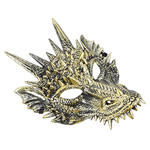 Hemobllo Drachenmaske für Halloween Cosplay Kostüm Accessoire Goldene Halbe Gesichtsmaske für Damen für Tanzaufführungen und Unvergessliche Partymomente auch von Hemobllo