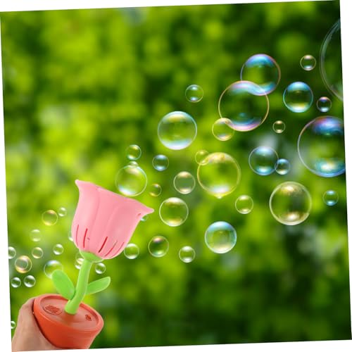 Hemobllo Elektrische Automatische Rosen Seifenblasenmaschine mit LED Licht und Musik Niedlicher Bubble Maker für Kindergeburtstag Hochzeit Party Tragbar für Indoor und Outdoor Spaß von Hemobllo