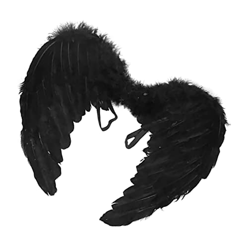 Hemobllo Engelsflügel für Schwarze Federflügel Cosplay Requisite für Halloween Weihnachtsfeiern Bühnenauftritte Leicht Hautfreundlich für Jahre von Hemobllo