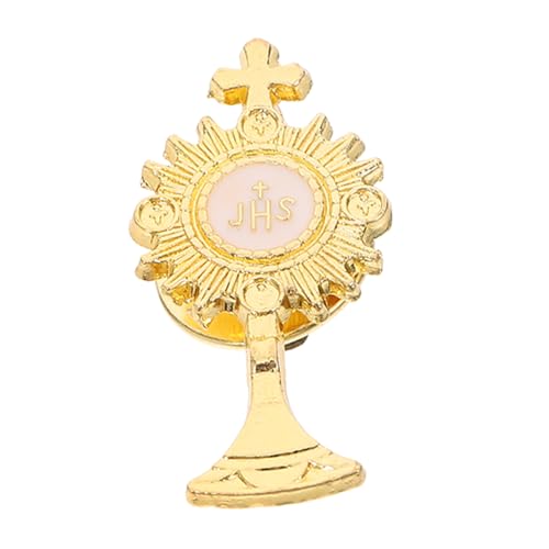 Hemobllo Erstkommunion Anstecknadel Chalice Kreuz Brosche Religionsschmuck Langlebig Stilvoll Vielseitig für Katholische Feiern Geschenkidee von Hemobllo