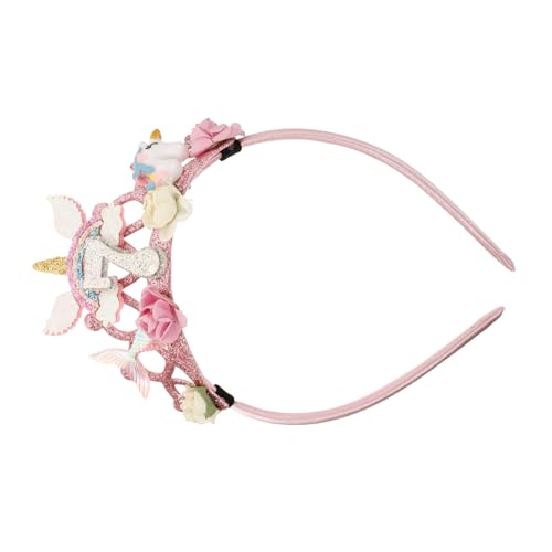 Hemobllo Geburtstags Haarreif Einhorn mit Bunter Partykopfschmuck Glitzernde Prinzessin Krone Leichtes Foto Accessoire für Karneval Kostüm und Geburtstagsfeier von Hemobllo