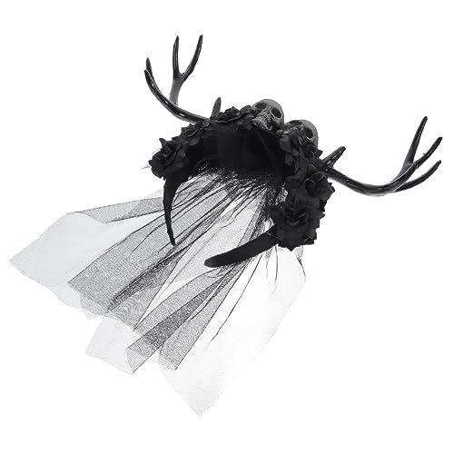 Hemobllo Gothic Stirnband mit Hirschgeweih und Rosen Halloween Cosplay Haarreif aus Kunststoff und Komfortabel und Auffällig Party und Bühnenaccessoire für Damen von Hemobllo