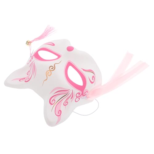 Hemobllo Halbgesichts Fuchsmaksk Cosplay Japanische Katzenmaske aus Kunststoff für Karneval Maskenball Verkleidung Party Halloween Mehrzweck Dekoration von Hemobllo