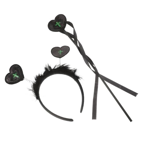 Hemobllo Halloween Haarreif Damen Mädchen Schwarzes Stirnband mit Herz Design Flexibler Kopfschmuck für Fasching und Kostümparty Kreatives Party Accessoire für Halloween und Shows von Hemobllo