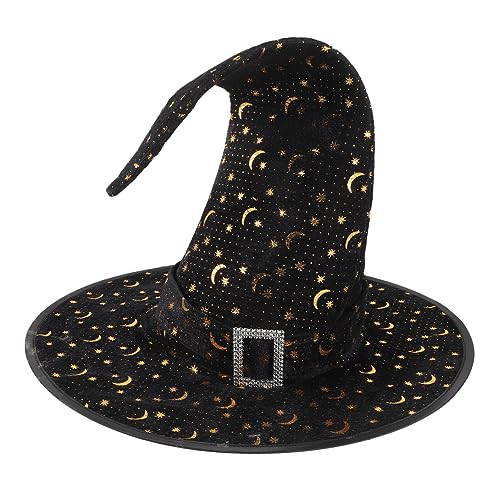 Hemobllo Halloween Hexenhut mit Sternen Mondmuster Kopfschmuck für Kostümpartys Dekoration für Halloween Feiern Leicht Hemobllo Halloween Hexenhut mit Sternen Mondmuster Kopfschmuck für Kostümpartys Dekoration für Halloween Feiern Leicht von Hemobllo