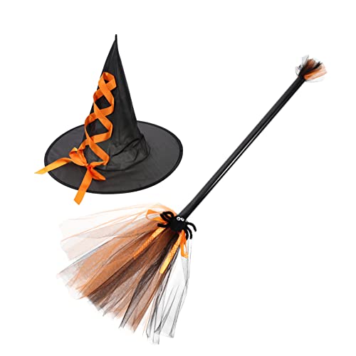 Hemobllo Halloween Hexenhut und Besen Set Kreatives Cosplay Zubehör für Damen und Orangefarbener Zauberer Hut mit Besen für Halloween Party Fasching Outdoor Dekoration und Parade Hemobllo Halloween Hexenhut und Besen Set Kreatives Cosplay Zubehör für Damen und Orangefarbener Zauberer Hut mit Besen für Halloween Party Fasching Outdoor Dekoration und Parade von Hemobllo
