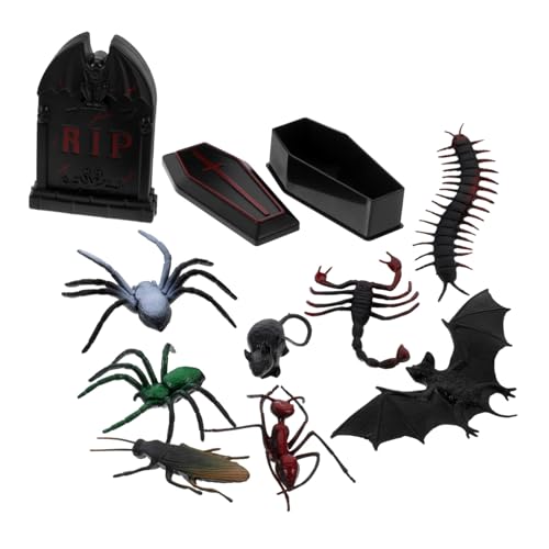 Hemobllo Halloween Miniatur Dekorationsset mit Mini Grabstein und Sarg Teiliges Robustes Kunststoff für Gruselige Party und Innenraum Dollhouse Dekoration von Hemobllo