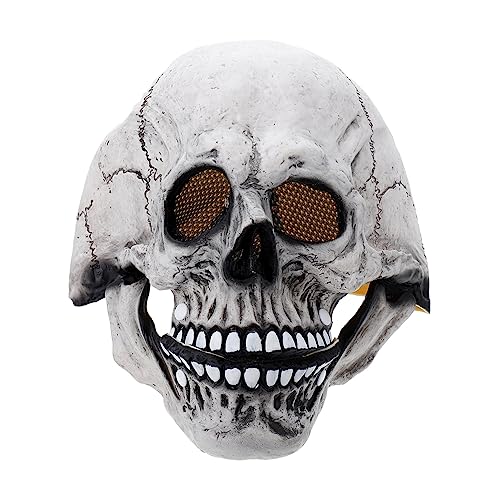 Hemobllo Halloween Schädelmaske mit Leuchtenden Augen Gruselige Kopfbedeckung für Kostümpartys Flexible Langlebige Verkleidung für Unvergessliche Halloween Events Batterie von Hemobllo