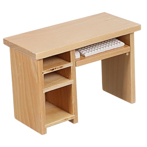 Hemobllo Holz Computertisch Modell mit und Tastatur Handgefertigtes Mini DIY Möbel Set Realistische Puppenhaus Dekoration für Puppenstuben und Kleine Häuser Hemobllo Holz Computertisch Modell mit und Tastatur Handgefertigtes Mini DIY Möbel Set Realistische Puppenhaus Dekoration für Puppenstuben und Kleine Häuser von Hemobllo