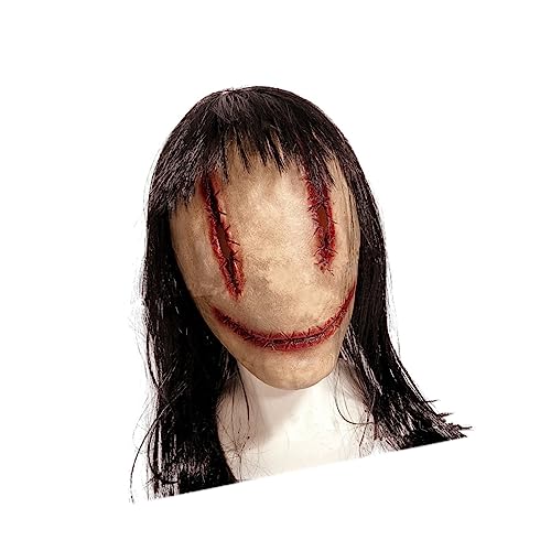 Hemobllo Horrormaske mit Langen Haaren für Erwachsene Beängstigende Halloween Maske für Kostümpartys Cosplay und Gruseldekorationen Atmungsaktiv und Bequem für Unvergessliche Hemobllo Horrormaske mit Langen Haaren für Erwachsene Beängstigende Halloween Maske für Kostümpartys Cosplay und Gruseldekorationen Atmungsaktiv und Bequem für Unvergessliche von Hemobllo