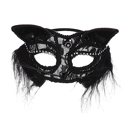 Hemobllo Katzen Gesichtsmaske Spitze für Halloween Cosplay Halbe Maske mit Elastischem Band Kostümparty Fotografie Hemobllo Katzen Gesichtsmaske Spitze für Halloween Cosplay Halbe Maske mit Elastischem Band Kostümparty Fotografie von Hemobllo