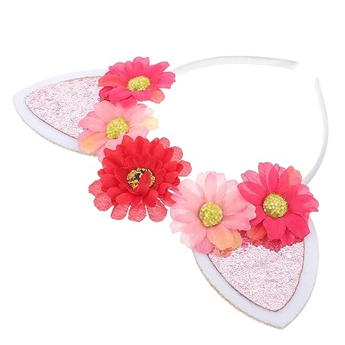 Hemobllo Katzenohren-Kopfbedeckung Karikatur Und Katzenstirnbänder für Mädchen Katzenstirnband Katzenhaar-Accessoires für Mädchen Party-Stirnbänder Haarband Blume stirnbänder Stoff von Hemobllo