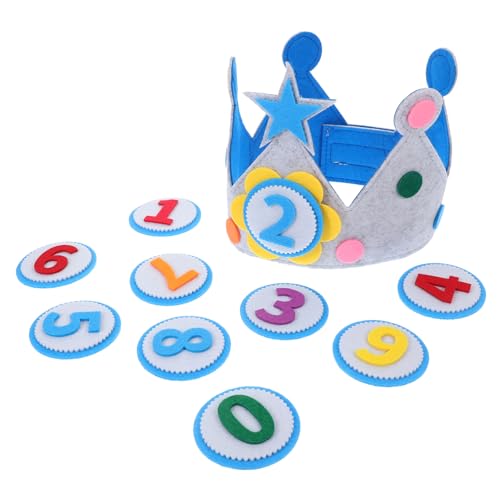 Hemobllo Kindergeburtstagskrone aus Filz mit Auswechselbaren Zahlen Blaues Leichtes Party Hut für Jungen Modisch und Bequem für Fotos und Geschenkideen von Hemobllo
