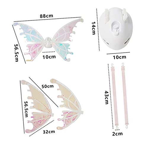 Hemobllo Leuchtende Schmetterlingsflügel LED Fairy Wing Ornament mit Tragegurten Leichte Tragbare Blinkende Elfenflügel für Mädchen Karneval Party Cosplay von Hemobllo