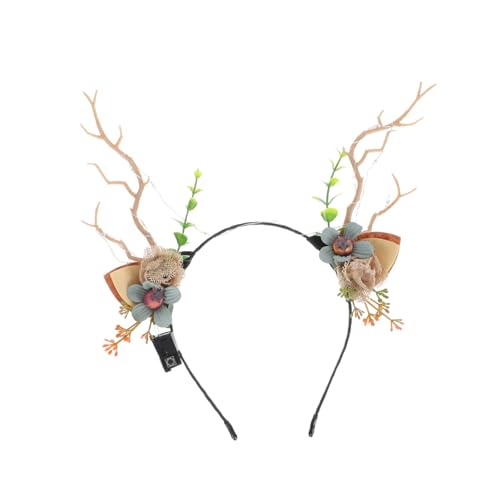 Hemobllo Leuchtendes Rentier Haarreif LED Party Haarband mit Kreativem Geweih Design Robustes Festival Kopfschmuck für Karneval Weihnachten und Kostümparty von Hemobllo