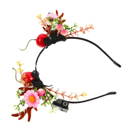 Hemobllo Leuchtendes Weihnachts Haarreif Rentiergeweih mit Bunten Lichtern Flexible Strapazierfähig und Sicher Geeignet für Erwachsene für Weihnachtsfeiern und Festtagsdeko von Hemobllo