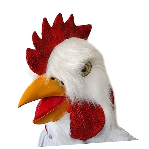 Hemobllo Lustige Weiße Hühnerkopf Vollkopf Realistisch Atmungsaktiv für Halloween Karneval Cosplay Kostüm Party Zubehör von Hemobllo