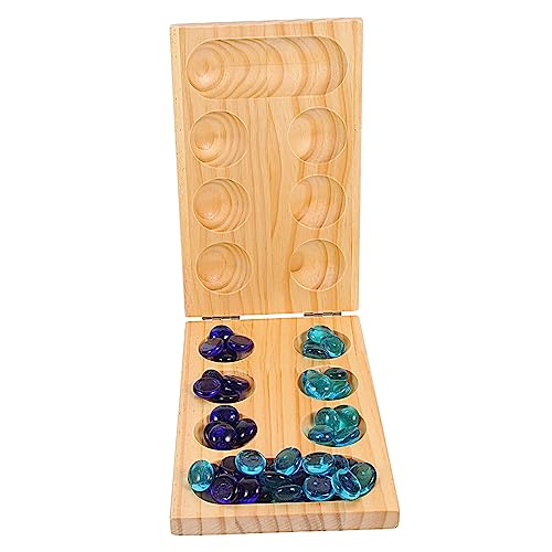 Hemobllo Mancala Schachspiel Klappbares Holzbrett Strategisches Lernspiel für Leichtes Tragbares Design mit Glatter Oberfläche Fördert Zählen und Denkfähigkeit von Hemobllo