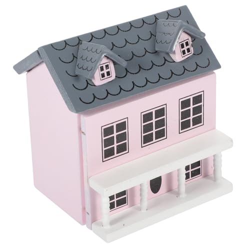 Hemobllo Mini- Bausatz Für Den Hausbau Häuser Puppenhaus Miniaturen Winziges Drinnen Mini-landschaftsgestaltung Mini-villen-Angebot Verzierung des Sinn-layouts Rosa Hölzern von Hemobllo