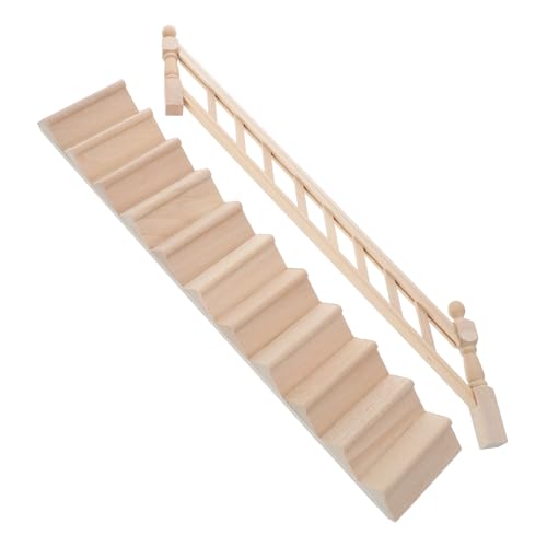 Hemobllo Mini-Handlauftreppe Miniatur Leiter vorgeben Treppen Zubehör Küchenzubehör für Puppenstuben Möbelmodell Puppenhausmöbel Mini-Puppenhauszubehör Szenenzubehör hölzern von Hemobllo