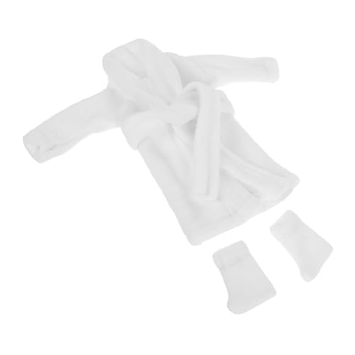Hemobllo Miniatur Bademantel Set mit Socken für Puppen Weicher Stoff Fein Verarbeitet Vielseitiges Puppenkleidungszubehör Geeignet für Verschiedene Anlässe und Puppengrößen von Hemobllo
