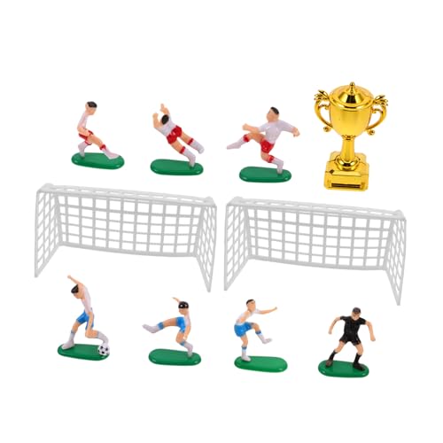 Hemobllo Miniatur Fußball Modell mit Mini Pokal Detailreiche Kunststofffiguren Dekorativ für Puppenhaus Fußball Party Deko Vielseitig Tortendeko Geeignet Luxuriöses Design Wiederverwendbar von Hemobllo