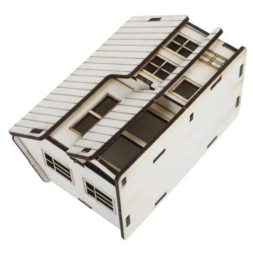 Hemobllo Miniaturhaus Diorama- -Puzzle Modell Eines Spielzeughauses 3D-Puzzle- Montagehaus-Puzzle Modellhaus Bausatz Selber Machen Rustikale Villa-modellbausätze Beige Holz von Hemobllo