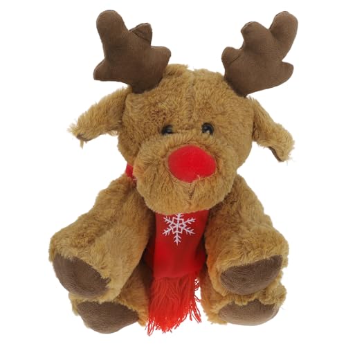 Hemobllo Plüsch-Rentier, Stofftier, Weihnachtselchpuppe für Kinder, 29 cm Weiches Und Kuscheliges Rentierplüsch, Hellbraunes Weihnachtskuscheltier für Mädchen Und Kinder von Hemobllo