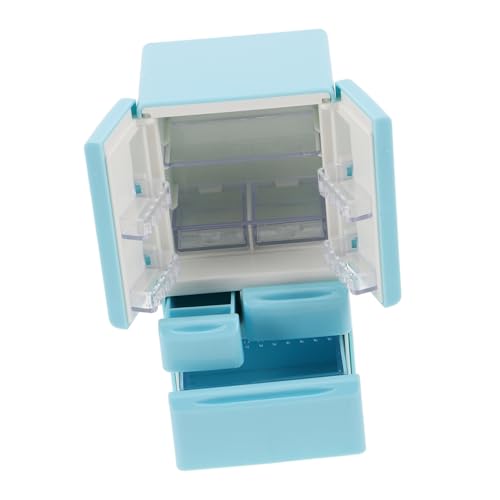 Hemobllo Puppenhaus Kühlschrank Miniatur Doppel Tür Kühlschrank für Puppenhaus Zubehör Interaktives Küchenmöbel für Realistische Miniatur Küchenszene Blau von Hemobllo