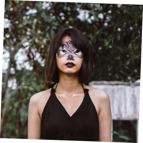 Hemobllo Realistische Eulenmaske Halloween Tier Halbgesichtsmaske für Damen Detailreiche Karneval Cosplay Maske für Maskenball Party und Fasching Braune Tiergesichtsdekoration von Hemobllo