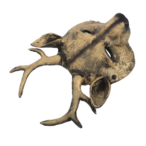 Hemobllo Realistische Maske aus PU Goldfarbene Tierkopf Maske für Halloween Karneval Cosplay Detailgetreues Kostüm für Party Maskerade und Bühnenauftritte von Hemobllo