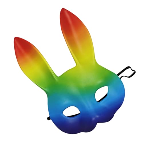 Hemobllo Regenbogen Bunny aus Leichtem PU Vielseitige Tiermaske für Frauen Halloween Kostüm Karneval Maskerade Langlebig und Bequem für Party Festival Hemobllo Regenbogen Bunny aus Leichtem PU Vielseitige Tiermaske für Frauen Halloween Kostüm Karneval Maskerade Langlebig und Bequem für Party Festival von Hemobllo