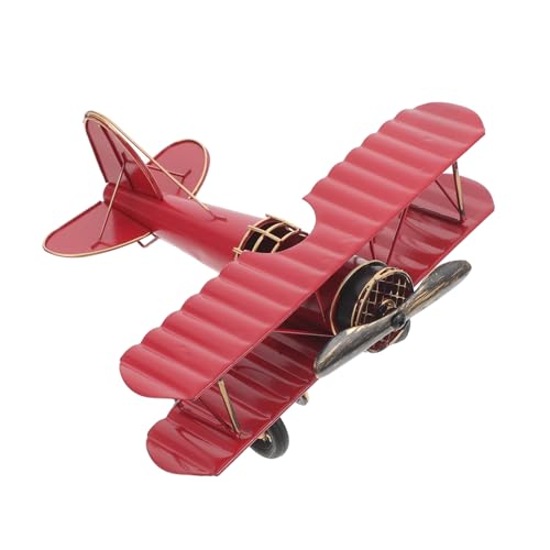 Hemobllo Retro Metall Flugzeugmodell Deko Vintage Design Kleine Handgefertigte Tischdekoration Rot für Wohnzimmer Büro Schlafzimmer und Sammler von Hemobllo