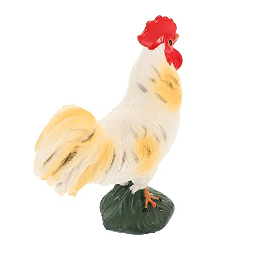 Hemobllo Schwanzmodell Hühnchenspielzeug Hühnerfigur gefälscht Hahn Figur Form Hühnerskulptur Hahnmodell Hühnerstatuen Mini-Simulationshuhn falsches Huhn Abs Weiß von Hemobllo