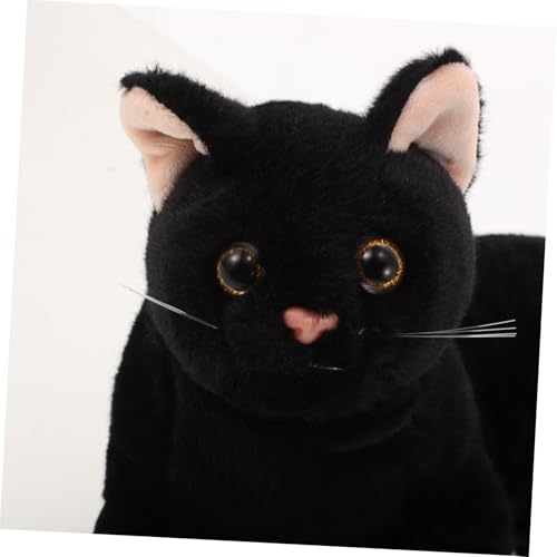 Hemobllo Schwarze Plüschkatze Realistisches Kuscheltier mit Weichem Detailgetreu Handgefertigt Niedliches Katzen für Heimdekoration von Hemobllo