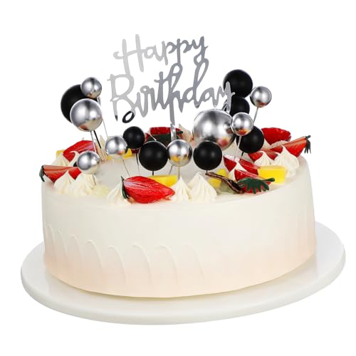 Hemobllo Schwarze und Silberne Cake Topper Teilig Papier Cake Balls Tortendeko für Hochzeit Geburtstag Babyparty Stilvolle Leichte und Einfach zu Platzierende Tortendekoration von Hemobllo