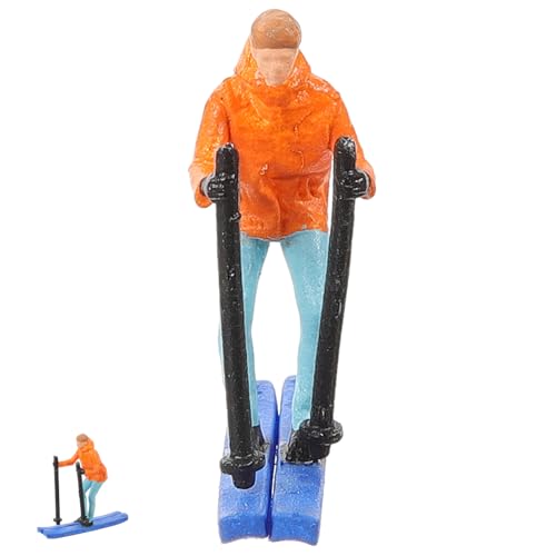 Hemobllo Ski -weibliches Model Winziges Skifahrer-Figurenmodell Mini-Modell für Skifahrer Skifahrerfigur Mini-Skifahrer winziges menschliches Modell Mini-Mensch-Modell Menschen Figur Harz von Hemobllo