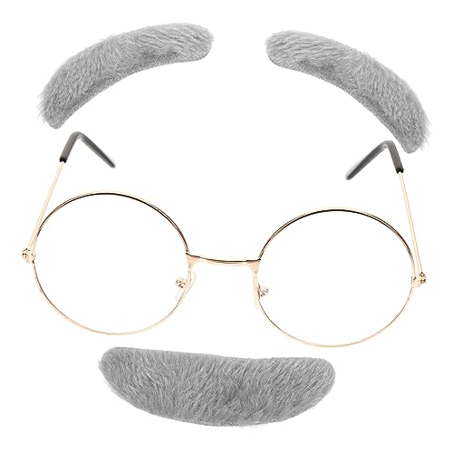 Hemobllo Teiliges Großvater Kostüm für Selbstklebender Falscher Schnurrbart und Augenbrauen Runder Brille Geeignet für Halloween Schulfeiern und Tage Schulkostüm Langlebiges Material und von Hemobllo