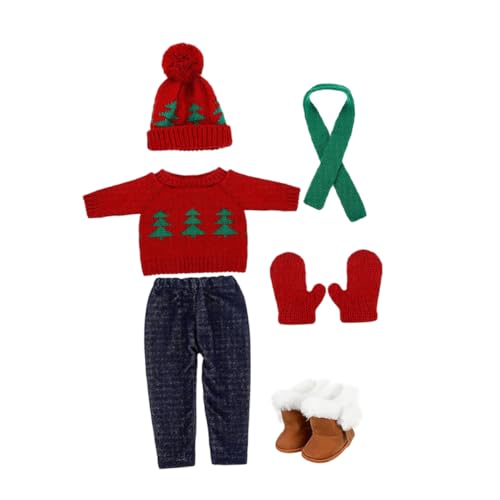 Hemobllo Teiliges Puppen Weihnachtskleidungsset mit Pullover Schal und Mütze Modisches Winteroutfit für Puppen Festliches Puppenzubehör für Weihnachtsfeier von Hemobllo