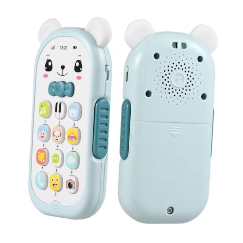 Hemobllo Telefonspielzeug mit Musik und Lichtern Pädagogisches Handyspielzeug für Kleinkinder Monaten Kreatives Lernspielzeug mit Kaubaren Cartoonohren Hellblau von Hemobllo